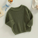 Toddler's Cozy Knit Sweater - Soft Long Sleeve Round Neck Pullover with Solid Color and Loose Fit Design - Perfect for Casual Daily Wear and Outdoor Play