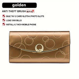 Classic Minimalist Solid Color Long Clutch Wallet, Elegant Textured Flap Coin Purse, Trendy Credit Card Holder For Women