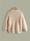 Girls Thick Cable Knit Elegant Loose Fit Drop Shoulder Sweater Tops