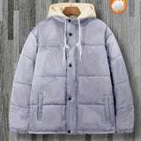 Plus Size Men's Casual Fleece Hooded Jacket, Stylish Jacket For Autumn And Winter Wear