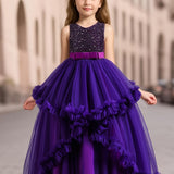 Enchanting Sleeveless Ruffle Trim Mesh Tutu Dress for Girls - A Dreamy Elegant Choice for Formal Occasions & Ball Parties - Girls Fashion Clothing