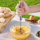 Portable Stainless Steel Semi-Automatic Rotary Whisk for Home Baking, Camping, and Picnics - Effortlessly Mix Eggs and Cream for Perfect Results