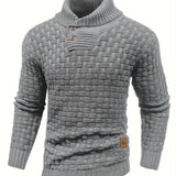 Cozy Chic Men's Waffle Pattern High Stretch Sweater - Soft, Breathable, and Lightweight Pullover for Fall and Winter - Chic Mature Casual Wear for Everyday