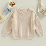 Toddler's Cozy Solid Color Long Sleeve Loose Knit Sweater Pullover - Soft, Breathable, and Comfortable for Everyday Wear - Perfect for Casual Outings and Playdates