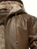 Stylish Men's PU Leather Hooded Jacket - Windproof, Waterproof, Thick, and Trendy for Spring and Autumn - Perfect for Outdoor Activities