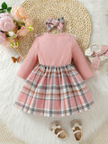 Adorable Princess Dress - Long Sleeve, Lattice Print, Bow Tie, Christmas Themed, Cute and Festive Outfit for Infant Girls