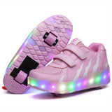 Rollerblaze LED Light-Up Shoes for Kids - Vibrant Two-Wheel Skate Sneakers with Flashing Luminous Lights, Adjustable Straps, and Sturdy Wheels for Boys, Girls, and Teens - Fun, Safe, and Durable Way to Roll Around with Confidence