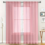 2pcs Solid Color Sheer Curtains, Light Filtering Privacy Voile Drapes, Sheer Window Curtains For Bedroom Living Room, Home Decoration, Room Decoration