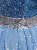 Festive Sequin Princess Tutu Dress for Girls - Durable & Stretchy Holiday Outfit with Puff Sleeves