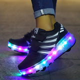 Rollerblaze LED Light-Up Shoes for Kids - Vibrant Two-Wheel Skate Sneakers with Flashing Luminous Lights, Adjustable Straps, and Sturdy Wheels for Boys, Girls, and Teens - Fun, Safe, and Durable Way to Roll Around with Confidence