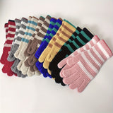 Striped Warm Knit Gloves, Touch Screen Wrist Cover Winter Windproof Gloves, Non-slip Outdoor Cycling Gloves For Students