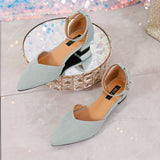 Elegant Spring-Ready Low Heel Flats – Lightweight, Pointed Toe with Secure Ankle Strap, Versatile Solid Color