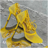 Sandals  Spring/Summer Mesh Belt High Heel Womens Large Size Thin Hollow Roman Shoes 240605 Drop Delivery Accessories Dhmmo