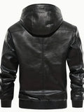 Stylish Men's PU Leather Hooded Jacket - Windproof, Waterproof, Thick, and Trendy for Spring and Autumn - Perfect for Outdoor Activities