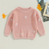 Adorable Baby Girl Flower Long Sleeve Crew Neck Winter Warm Knit Pullover Sweater - Soft, Breathable, and Cozy Infant Clothes for Cold Weather - Perfect for Everyday Wear and Special Occasions