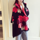 Vintage Floral Jacquard Scarf - Luxurious Cashmere Blend, Cozy Warm, Windproof, Short Beard Shawl - Perfect Blanket Scarf for Autumn Winter