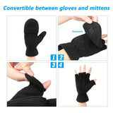 Polar Fleece Warm Flip Gloves Solid Color Half Finger Touchscreen Gloves Outdoor Cycling Driving Gloves Unisex Work Gloves