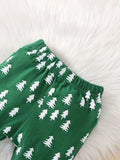 Infant Baby Christmas Cute Outfits, Round Neck Long Sleeve Allover Random Christmas Tree Print Pullover & Pants Two-pieces Set, Outdoor Cloth