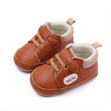 Boy's Non Slip Soft Sole Faux Leather Shoes, Durable Casual Sneakers For Kid's Outdoor Activities