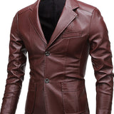 Plus Size Mens PU Jacket - Stylish Solid Color Design, Durable and Comfortable, Versatile for Spring, Fall, and Winter - Mens Fashion Outerwear