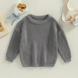 Toddler's Cozy Solid Color Long Sleeve Loose Knit Sweater Pullover - Soft, Breathable, and Comfortable for Everyday Wear - Perfect for Casual Outings and Playdates