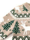 Boys Cozy Cartoon Deer & Trees Graphic Knit Pullover Sweater - Soft Viscose Blend, Crew Neck, Long Sleeve, Regular Fit - Perfect for Winter, Spring, and Autumn