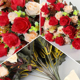 4pcs/12 Heads Rose Artificial Flowers Fake Two Color Flowers With Stems Faux Roses Flower Bouquets For Home Wedding Party Decoration