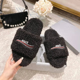 Designer new Paris Slippers fluffy sandal Designer womans teddy bear Slipper black Flat heel Casual Shoe luxurys tazz fuzzy Sliders Winter house sandale fur slides