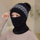 Thermal Beanie Hat with Detachable Fleece Mask - Coldproof Ear Warmer, Elasticity, Knit Polyester Construction - Perfect for Outdoor Cycling, Skiing, and Winter Sports