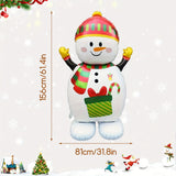 4D Large Base Snowman Balloon with Gloves, Hat, Scarf, Christmas Gift Design, Aluminum Film Balloon for Christmas Party Decor, Winter Snowman Festival Decoration, New Year and Holiday Activities Supplies - Mixed Color