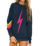 Womens hoodie Womens clothes Stripe Zip hoodie pullover sudaderas Long Sleeve Woman sweatshirt t shirt O-Neck Rainbow Stripe Lightning Print long sleeve Hoodies