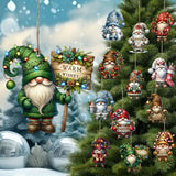 12 PCS Handcrafted Wooden Christmas Gnome Hanging Ornaments - Perfect Gift for the Holiday Season - No Batteries Required