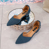 Elegant Spring-Ready Low Heel Flats – Lightweight, Pointed Toe with Secure Ankle Strap, Versatile Solid Color