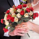 4pcs/12 Heads Rose Artificial Flowers Fake Two Color Flowers With Stems Faux Roses Flower Bouquets For Home Wedding Party Decoration
