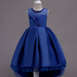 Girls Gorgeous High-low Tail Tutu Dress Kids Clothes Christmas Gift Birthday Wedding Performance