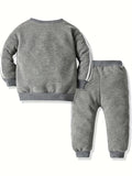 Buy 1 Get 1 Free, 2pcs Boys Fashionable Striped Warm Outfit Set - Cozy Long Sleeve Sweatshirt & Sweatpants for Spring, Fall, Winter - Comfortable & Durable