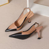 Sharp Pointed Thin Heel High Heels For Women, Versatile Spring And Summer Fashion, Soft Breathable Patchwork Single Shoe