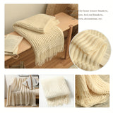 1pc Soft & Warm Multifunctional Knitted Throw Blanket - Perfect for Sofa, Car, Bed, and Outdoor Use - Tassel Trim, Versatile, and Cozy for All Seasons