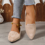 Comfy Pointed Toe Mary-Jane Flats - Soft Synthetic Leather, Lightweight, Slip-On, Casual Work Shoes with PU Sole for All-Season Wear