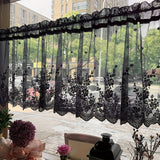 1-Panel Classic Lace Coffee Curtain - Elegant Small Floral Pattern, Simple and Sweet Design, Rod Pocket Valance for Kitchens, Bedrooms, Study Rooms, Cafes, Living Room Home Decor - Easy to Hang, Soft and Durable Fabric, Perfect for Adding a Touch of Vinta