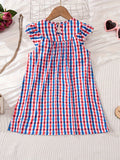 Girls Gingham Plaid Casual Summer Dress - Sleeveless, Medium Stretch, Regular Fit, Polyester Knit Fabric - Perfect for Vacation and Outdoor Play