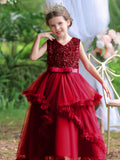 Enchanting Sleeveless Ruffle Trim Mesh Tutu Dress for Girls - A Dreamy Elegant Choice for Formal Occasions & Ball Parties - Girls Fashion Clothing