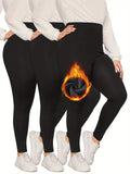 3 Pieces Thermal leggings for women in Fall and Winter, thin fleece high waist leggings workout yoga pants