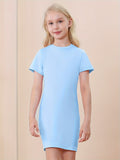 3-Pack Girls Short Sleeve Slim Fit T-Shirt Dress - Soft & Breathable, Crew Neck, Solid Colors, Casual Everyday Style