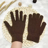 [5 Pairs ] Gloves Winter General-purpose Thickened Velvet Warm Outdoor Cycling Cashmere Black Knitted Simple Trend Gloves