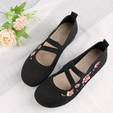 Womens Floral Delight - Fashionable Flower Pattern Flat Shoes - Soft Knit, Breathable, Shallow Mouth Design - Ultra-Comfortable, Lightweight for Effortless Stylish Steps