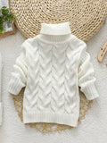 Cozy Cable Knit Long Sleeve Turtleneck Sweater for Girls - Soft, Warm, and Elegant Winter Knitwear - Long Knitted Tops for Cold Weather