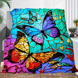 1pc Vibrant Butterfly Pattern Soft Fuzzy Lightweight Flannel Fleece Throw Blanket - Cozy, Warm, and Versatile for Adult Halloween Decor, Perfect for Couch, Bed, Sofa, and Chair - Ideal for Indoor and Outdoor Use