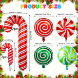 12pcs Christmas Candy Cane Swirl Foil Balloon Set - Vibrant Party Decoration with Festive Red and White Stripes - Perfect for Holiday Theme Parties and Celebrations