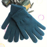 [5 Pairs ] Gloves Winter General-purpose Thickened Velvet Warm Outdoor Cycling Cashmere Black Knitted Simple Trend Gloves